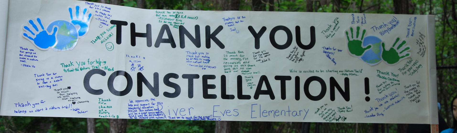 Banner saying Thank You Constellation for community giving