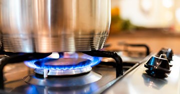 pot on natural gas stove